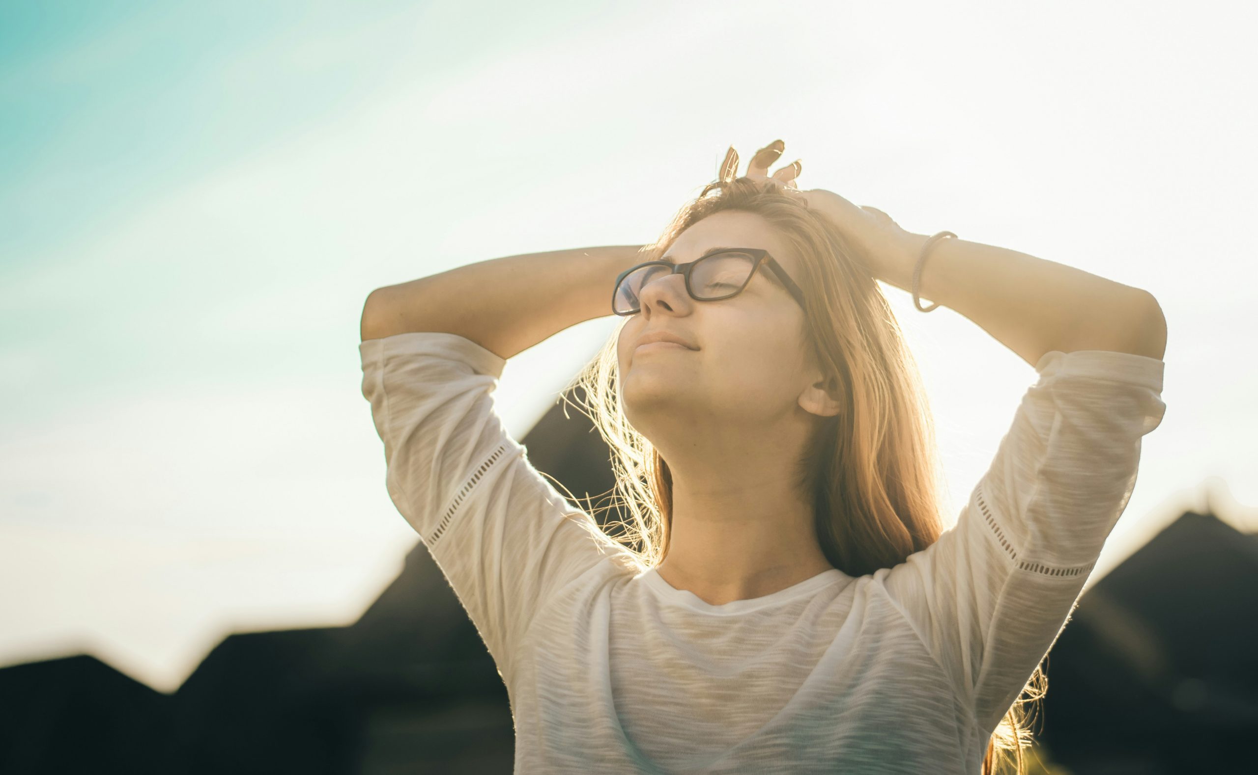 woman with good mental health in college